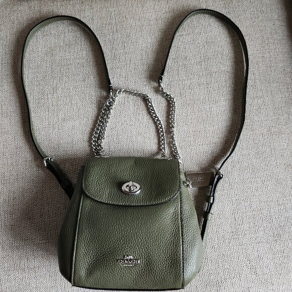 Coach olive green mini convertible backpack EUC C5677